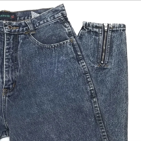 VINTAGE Jordache Extra High Rise Rose Embroidered Side Zip Acid Wash Jeans - Picture 8 of 15
